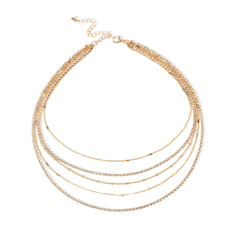 14g Weight Necklace Classification Wedding, Travel Occasion Women'S Gender Ethnic Style Style Gold Color Fashion Ethnic  Simple Multi-layer Necklace Short Clavicle Chain 2