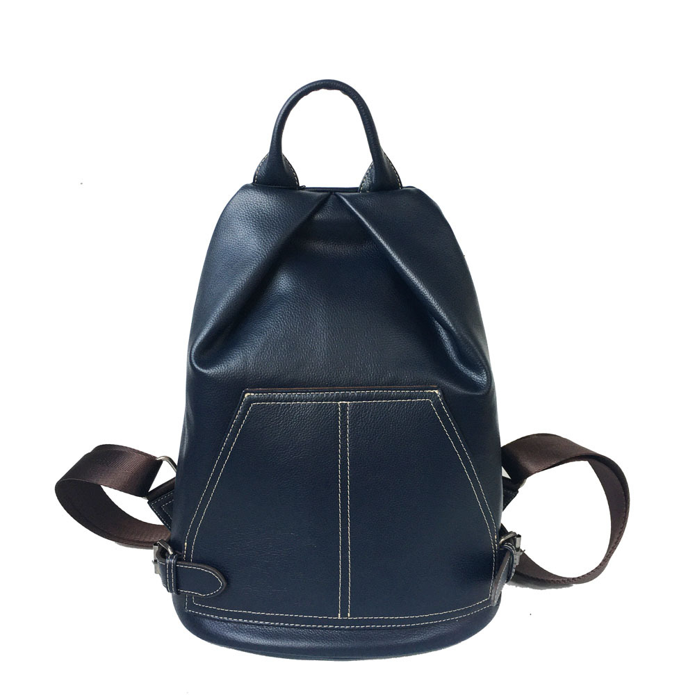 Full Leather Backpack Women's Anti-theft Black Cowhide Daypack_voghion.com