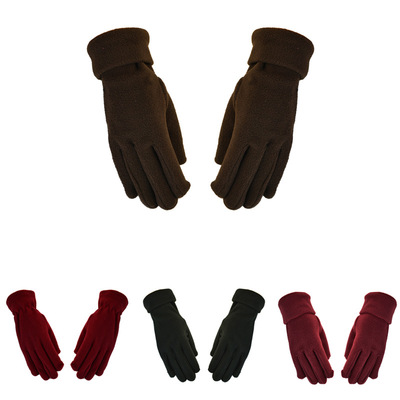 摇粒绒女士舒适韩版手套保暖全指开车户外经典薄绒分指秋冬手套|ms