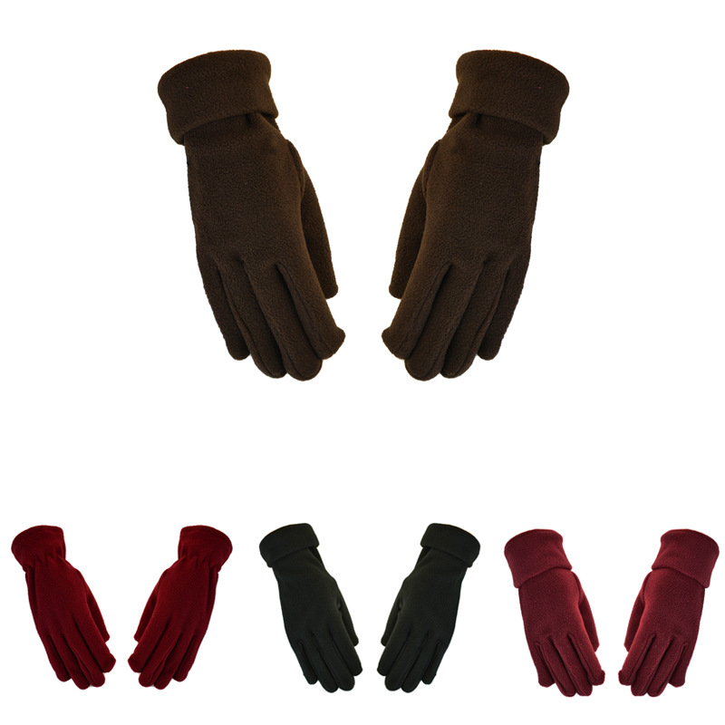 摇粒绒女士舒适韩版手套保暖全指开车户外经典薄绒分指秋冬手套|ms