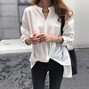 Spring autumn long shiffon shirt, long-sleeve, mid-length, maxi length, long sleeve