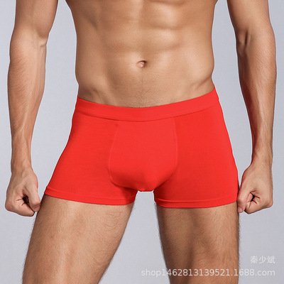 man Year of fate Bright red Underwear Bamboo fiber Men's pants pure cotton man Underwear Corners