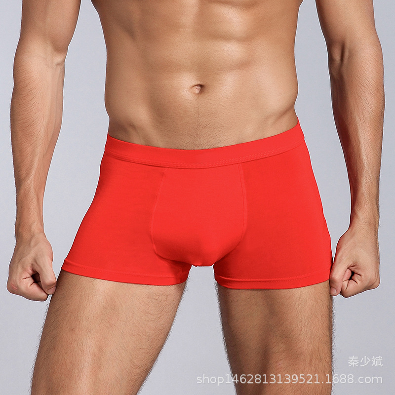 man Year of fate Bright red Underwear Bamboo fiber Men's pants pure cotton man Underwear Corners