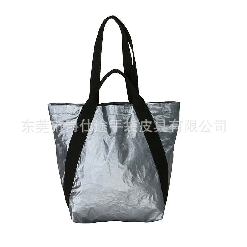 Модная сумка через плечо из бумаги DuPont, экологически чистая сумка-тоут Tyvek цвета пистолета, водонепроницаемая сумка для покупок через плечо