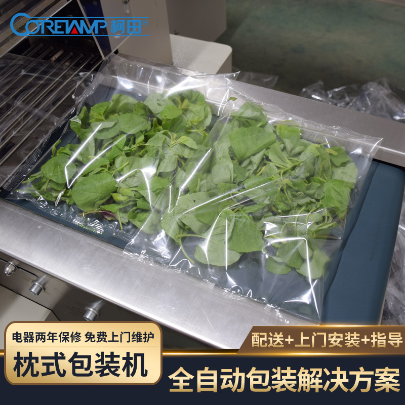 柯田定制KT-600QX 薄膜枕式全自动感应长度蔬菜包装机 叶菜打包机