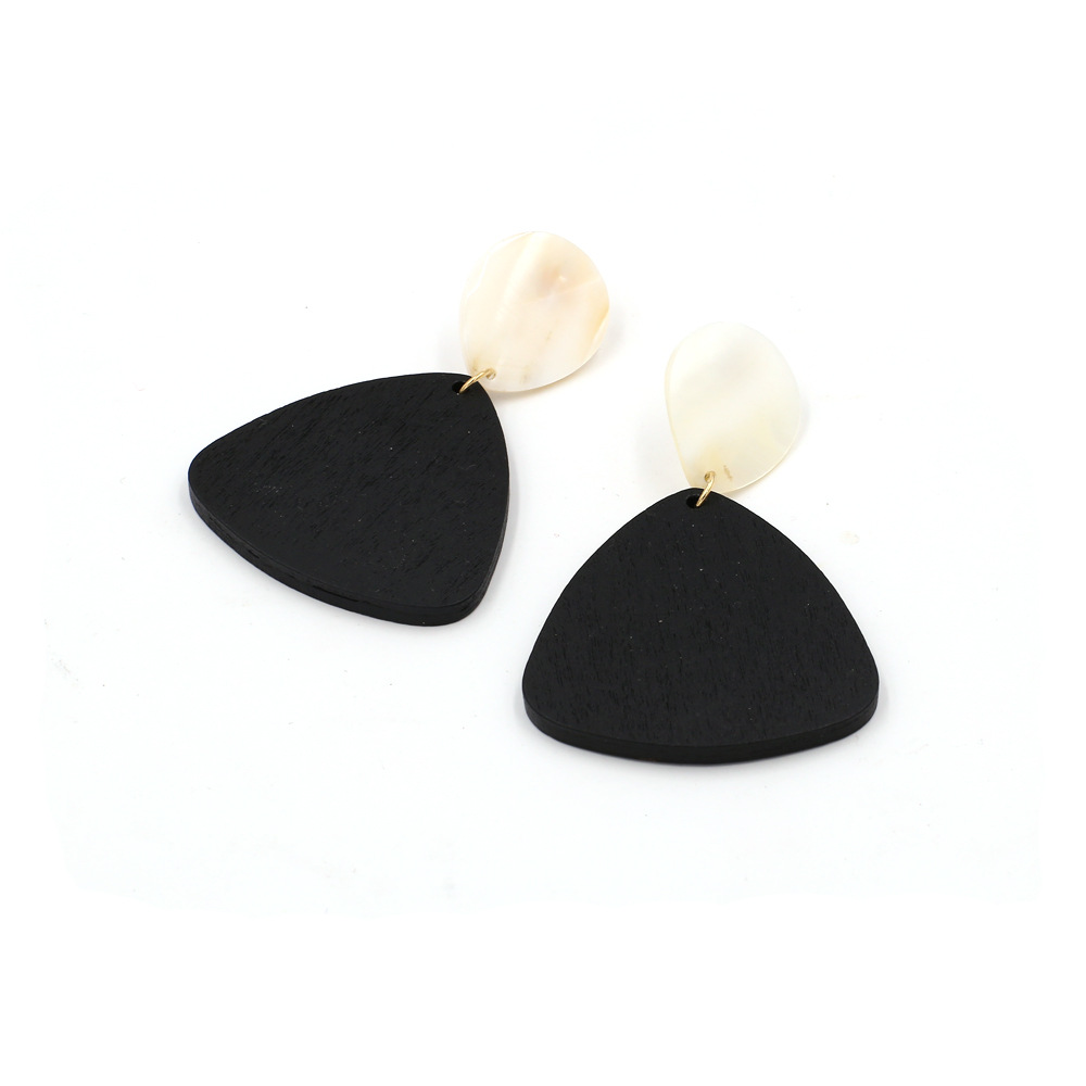 1 Paire Mode Triangle Bois Coquille Femmes Boucles D'oreilles display picture 2