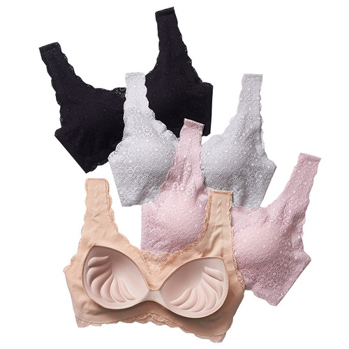 New Japanese Women's Lace Bra Without Underwire, Push-up, Seamless, Thin Backless Night and Sport Bra for Wholesale