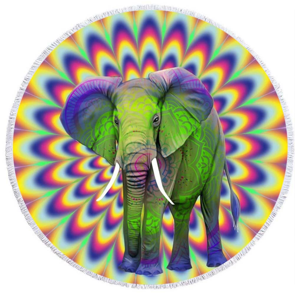 2 день мода волосы Мандала круглый печатных пляжное полотенце из микрофибры пляж Подушка 150 кисточкой края