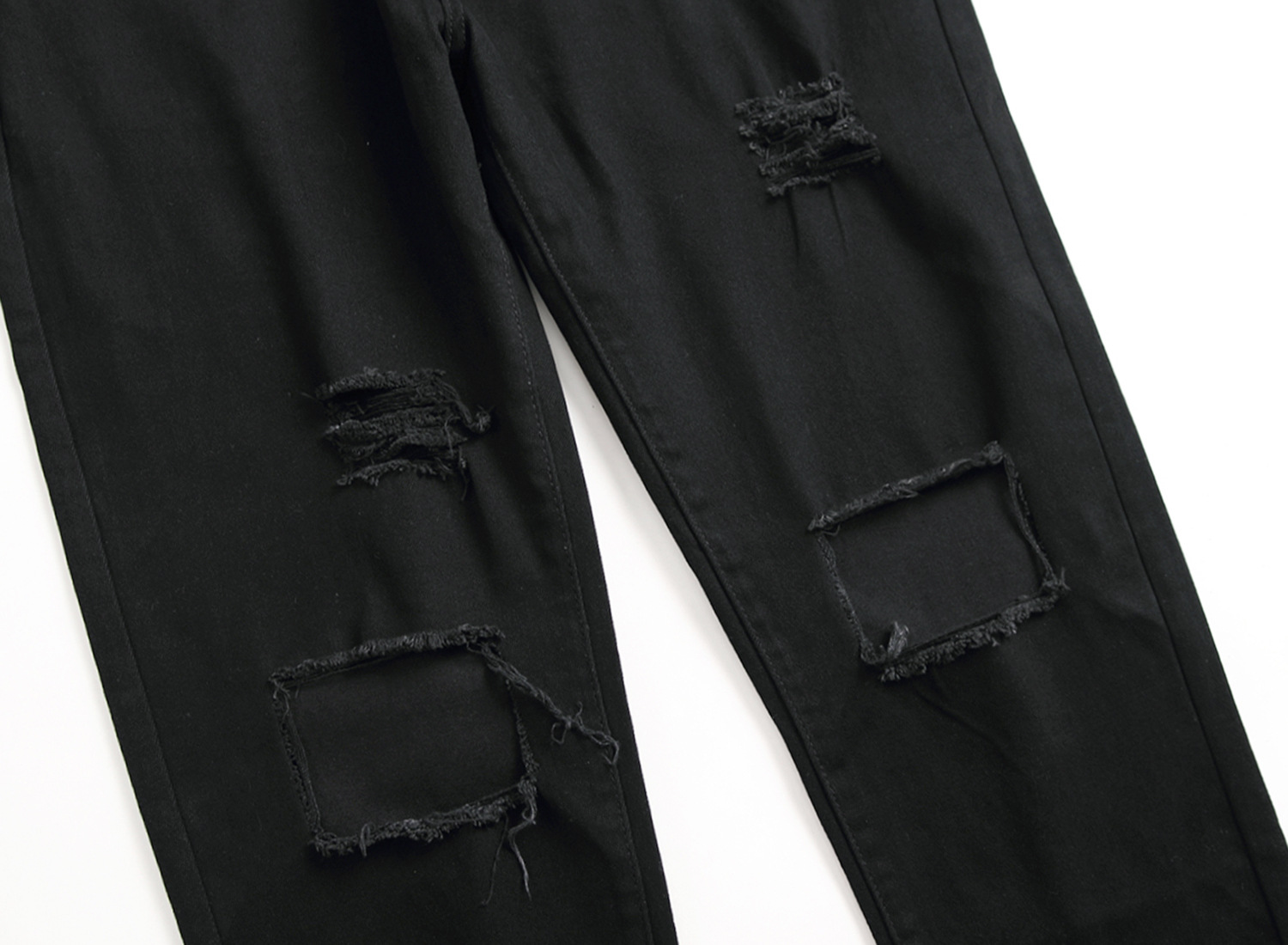 boy 2025 Black Jeans Men Stretch High Quality Cross-border Men's Pants Brand Trendy Ripped Design_viptrois.com