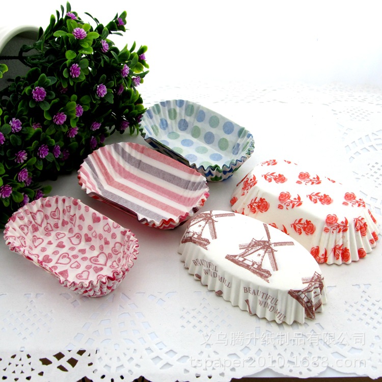 厂家直销 145*50mm长方形船型淋膜纸杯 烘焙蛋糕纸杯 啡色白英文