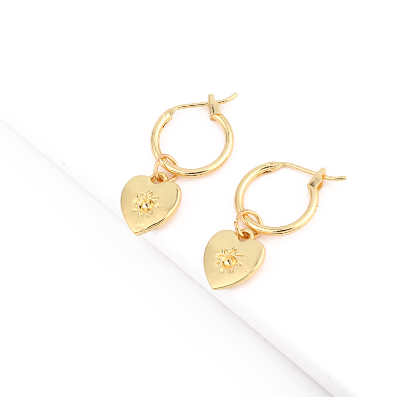 10g Weight No Inlaid Inlay Material Earrings Classification Travel, Festival Occasion Alloy Material Heart Pattern Women'S Gender Simple Style Style White, Gold Color Simple Style Heart Alloy No Inlaid Drop Earrings 3