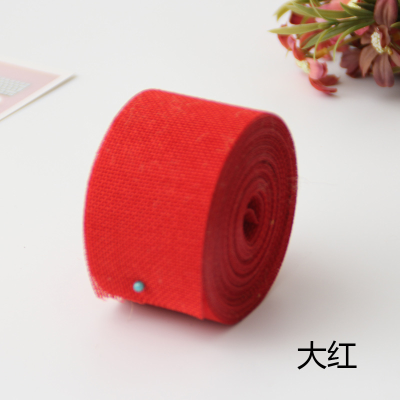 Cinta de lino de imitación DIY decoración de la boda 5CM color poliéster rollo de lino decoración del partido ventas directas de la fábrica