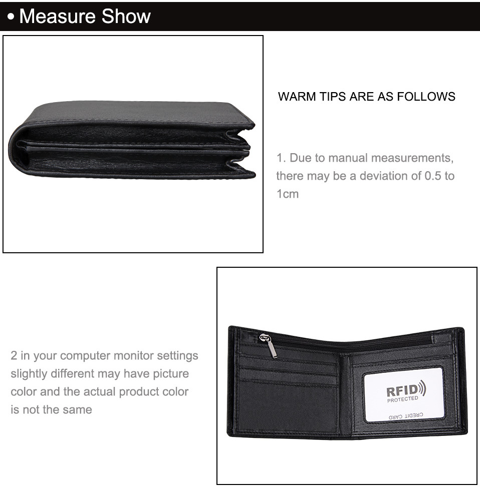 STARHIDE Men's Real Leather RFID Blocking Bifold Wallet – Coin Pocket, Slim, Black