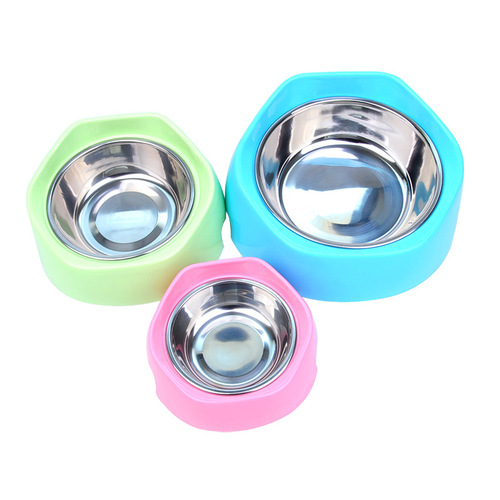 Factory direct sales double-layer dog bowl stainless steel pet bowl anti-slip two-in-one bowl dog food bowl