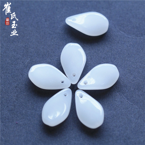 Cui's Jade Industry Czech Glass Milky White Petal DIY Material Wholesale