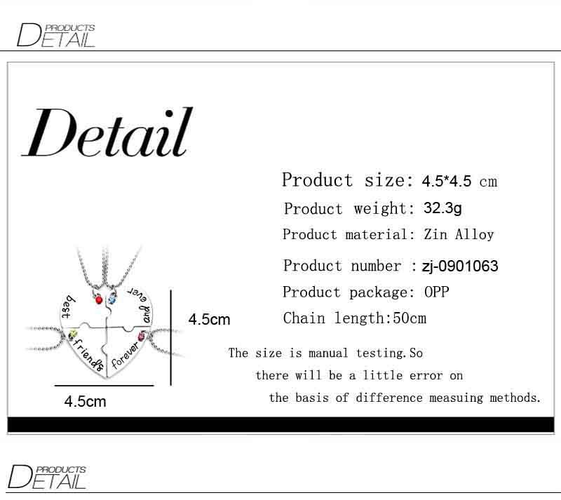 Hot-Selling Four-piece Best Friends Pendant Necklace wholesale