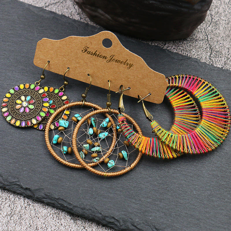 1 Set Retro Round Metal Plating Women's Drop Earrings display picture 2