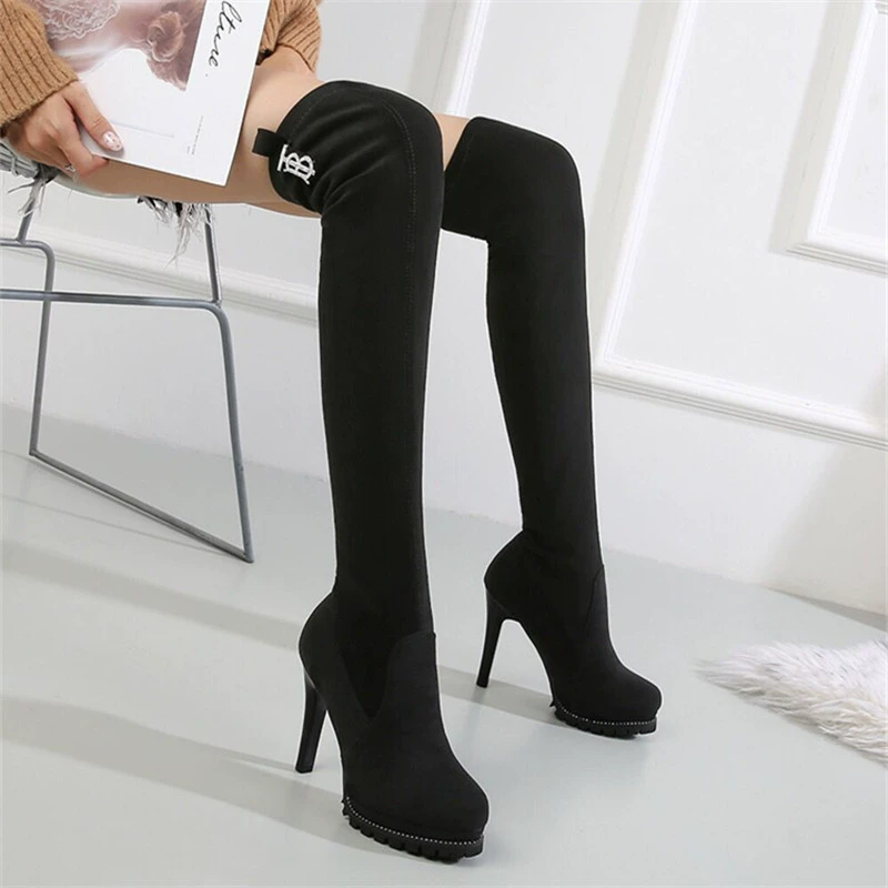 2019 новые зимние сапоги до колен на супер высоком каблуке 3396-3