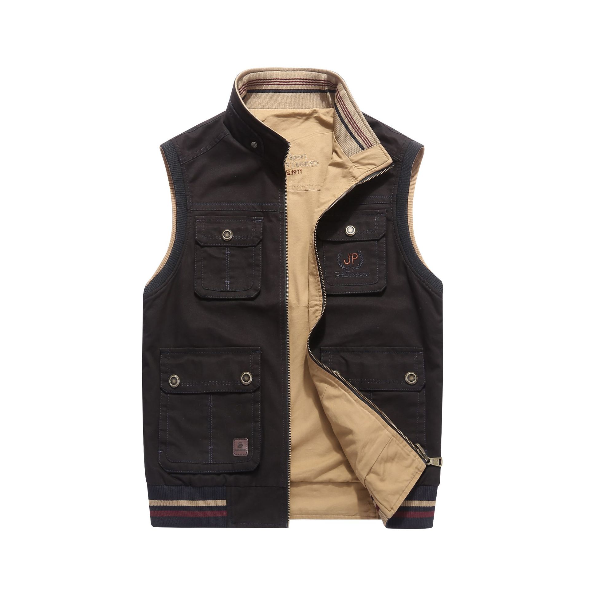 Venta al por mayor transfronteriza 9855 chaleco casual de los hombres Chaleco de algodón de doble cara Chaleco de doble cara