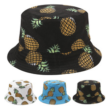 跨境电商热卖帽子春夏季水果菠萝双面戴渔夫帽盆帽休闲出游遮阳帽