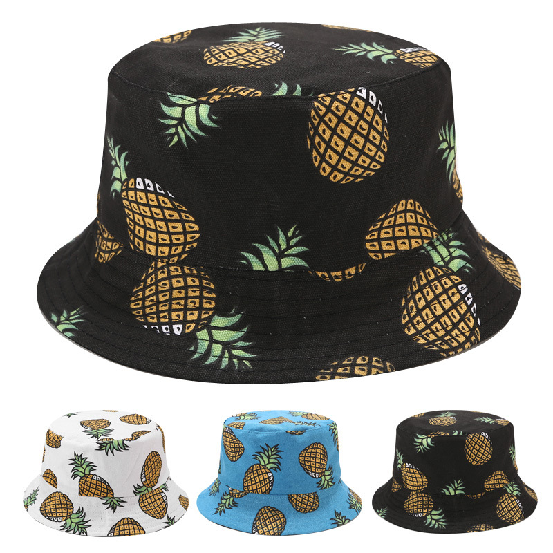 Transfronterizo Comercio electrónico caliente venta sombrero primavera y verano fruta piña de doble cara pescador sombrero lavabo sombrero ocio viaje sol sombrero