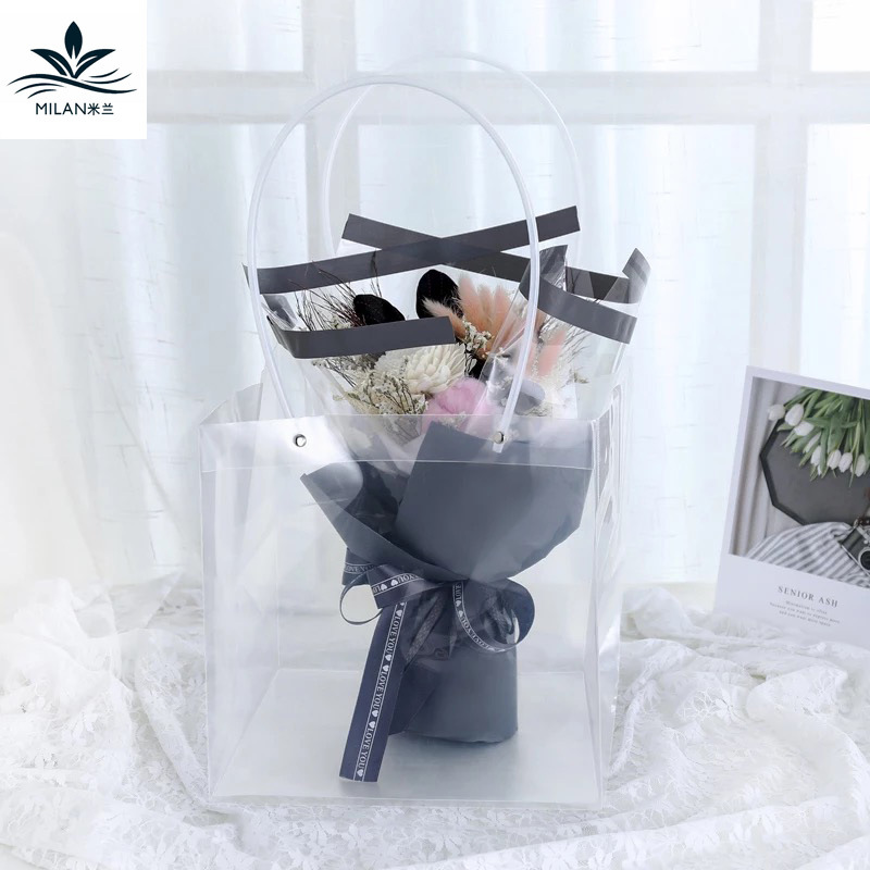 Ramo de flores bolso trapezoidal transparente cuadrado Bolso de Plástico caja de regalo ramo bolsa de regalo bolsa de ramo