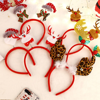 热销圣诞装饰头箍 鹿角成人儿童发箍 老人雪人发夹现货可定做|ms