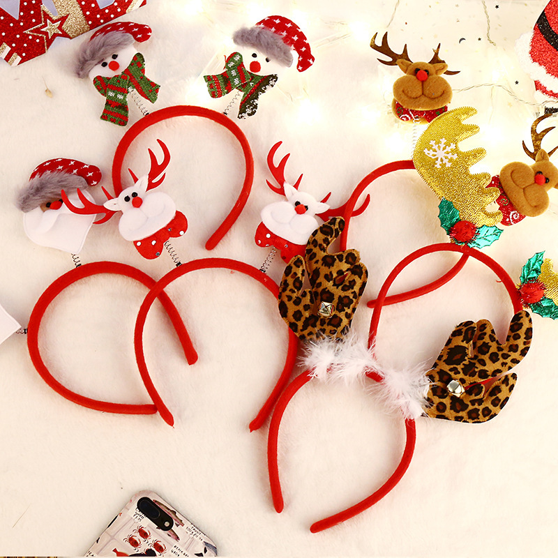 热销圣诞装饰头箍 鹿角成人儿童发箍 老人雪人发夹现货可定做|ms