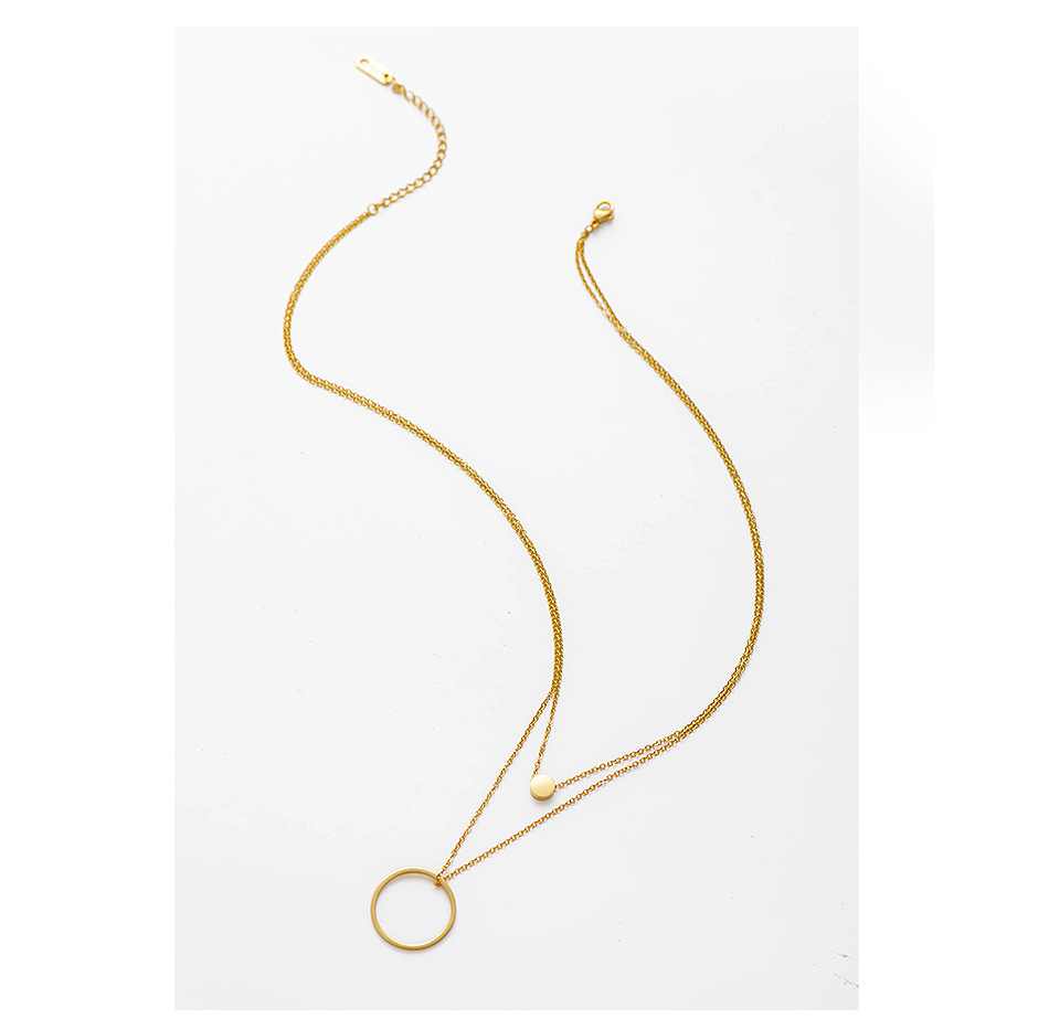 Wedding, Travel Occasion Stainless Steel Material Simple Circle Stainless Steel Double Layer Fashion Necklace