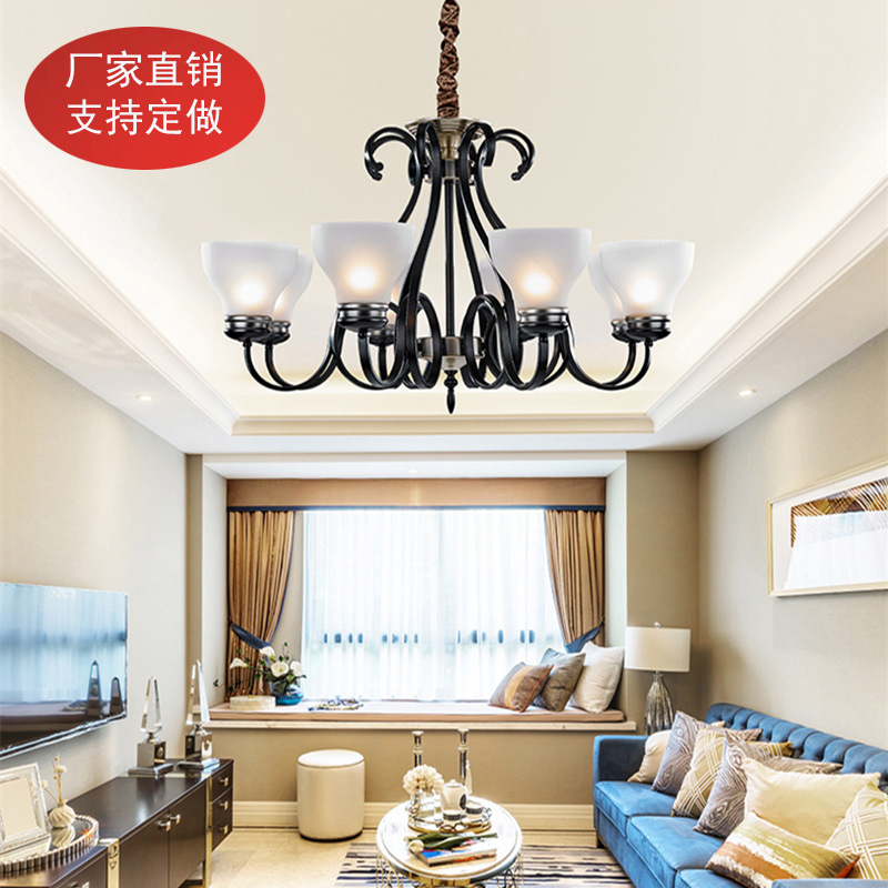 生产厂家欧式风格铁艺吊灯简约大厅灯饰家居客厅复古工程美式灯具