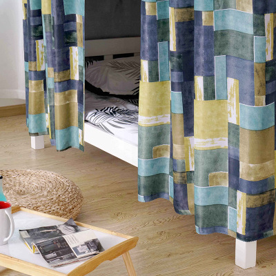 一件代发大学生宿舍绿色魔方遮光床帘上铺下铺遮光寝室床幔帘子