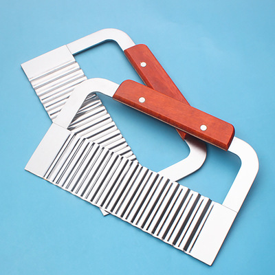 工厂现货供应不锈钢土豆切波纹刀木柄薯条切波浪切刀土豆工具|ru