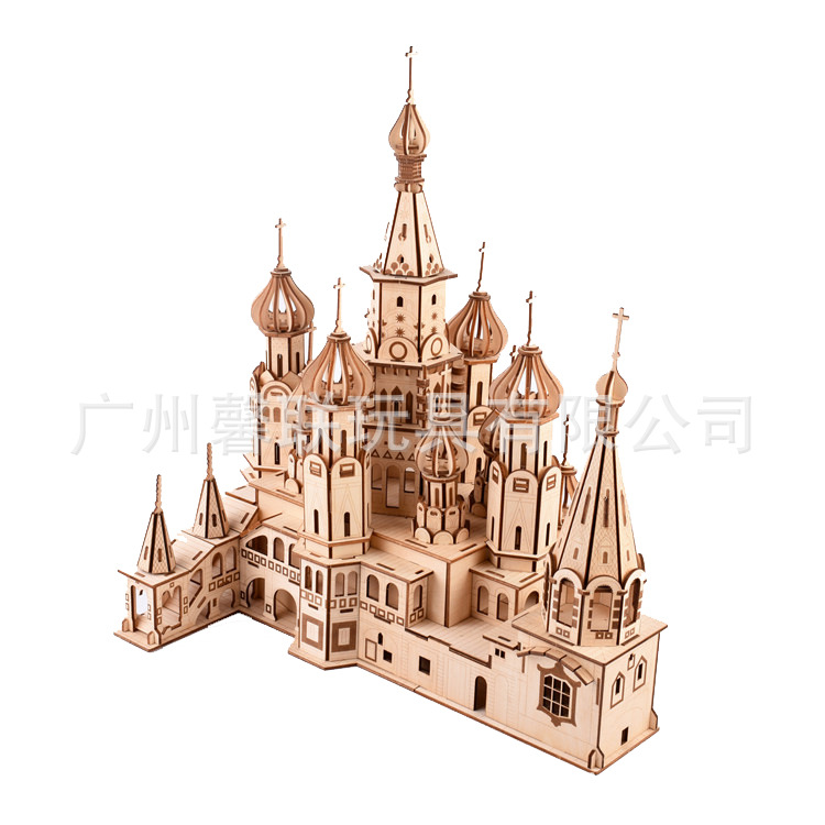 Directo de fábrica 3D rompecabezas de madera DIY juguetes para niños educativos rompecabezas tridimensional St. Catedral Vassili