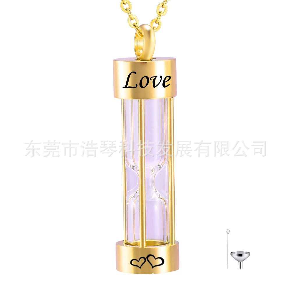 Титановые стальные ювелирные изделия золото из нержавеющей стали стеклянные песочные часы кулон памятные ПЭТ пепел ожерелье Мода флакон духов