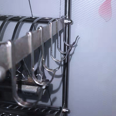 304不鏽鋼廚房用具挂鈎方鈎層架鈎微波爐架配件鈎子挂勺鈎調羹鈎