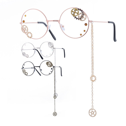 Comic show steampunk glasses frame lolita Harajuku style dark retro gay JK gear peripherals