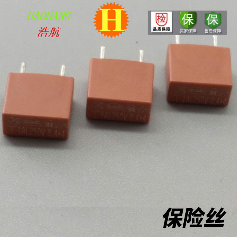 现货供应方形保险丝绝缘塑胶保护壳插脚型慢断T10A保险管