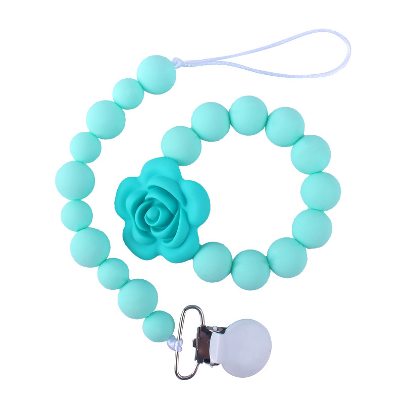 Productos del bebé silicona teether bebé flor dibujos animados silicona juguete teether chupete traje