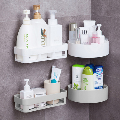 Wash and rinse Wall Shelf Supplies No trace Suction wall Shower Room Punch holes Storage rack 1 Wall
