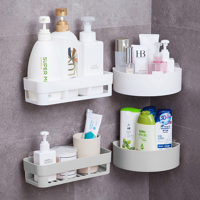 Wash and rinse Wall Shelf Supplies No trace Suction wall Shower Room Punch holes Storage rack 1 Wall