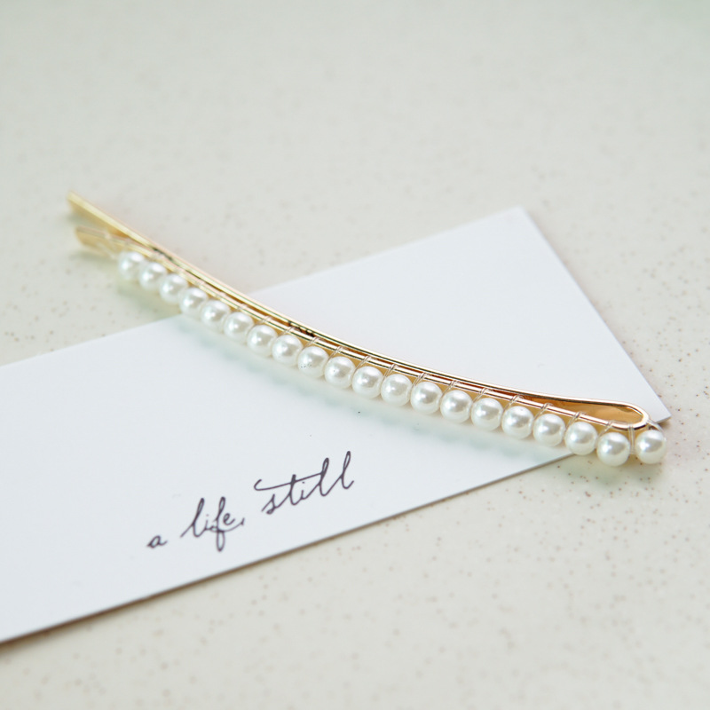 8g Weight Headwear Classification Anniversary Occasion Alloy Material Geometric Pattern Women'S Gender Plating Design Fashion Style Gold Color Metal Pearl Gold Hairpin 7