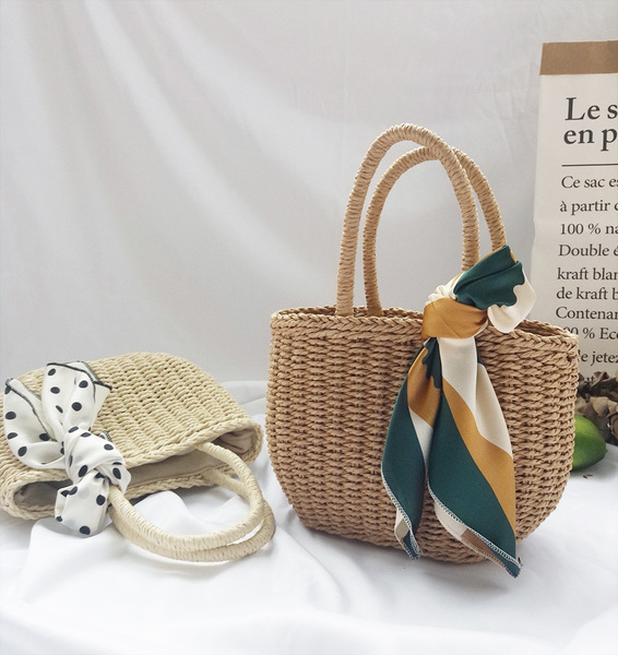 Pure handmade straw bag Holiday Beach woven vegetable basket children’s bag leisure handbag