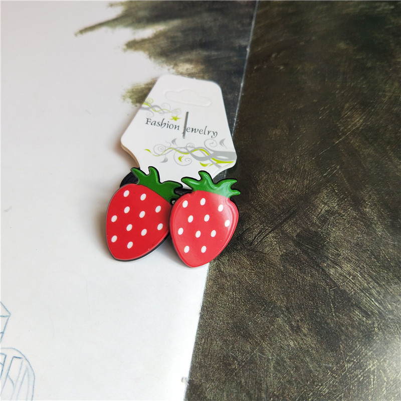 Fruit, Strawberry Pattern Cute Fruit Strawberry Plastic Cloth Hair Clip Hair Tie