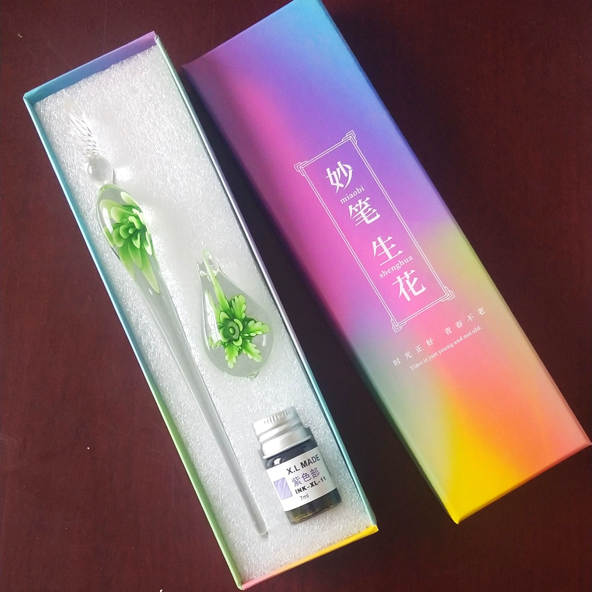 Glass set, gift box, rollerball pen, Birthday gift