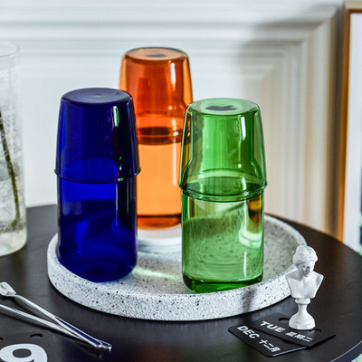 北欧彩色玻璃杯套装一人饮耐热花茶杯新款咖啡牛奶果汁杯透明壶杯|ms