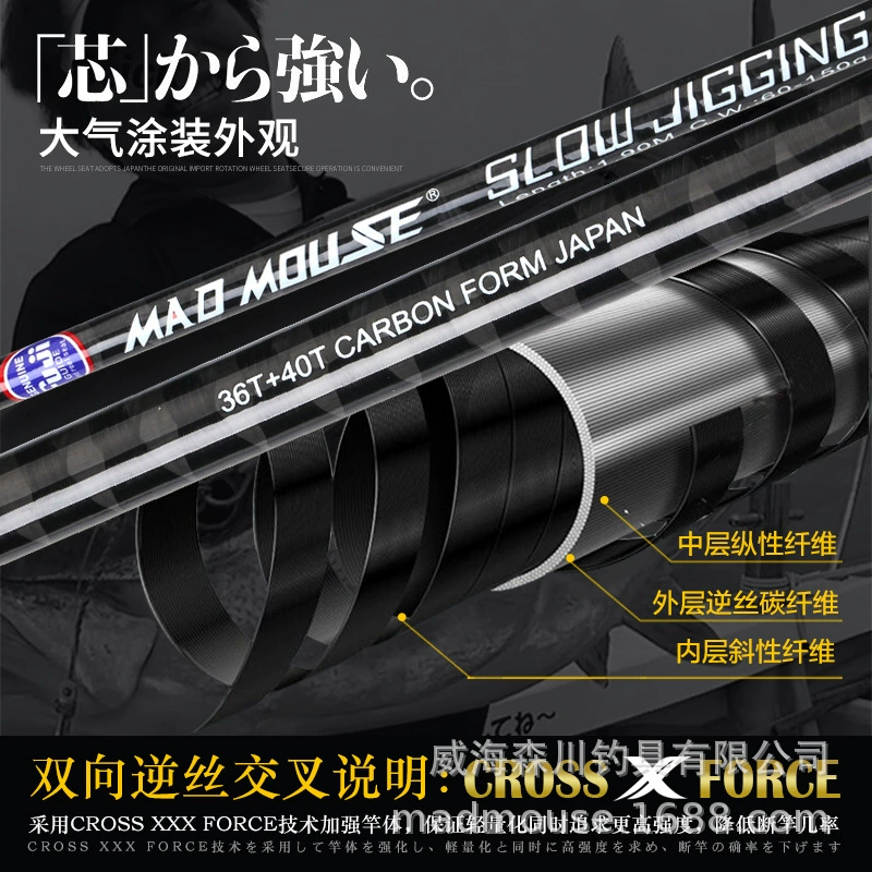 MAD MOUSE [日本全fuji交叉碳带慢摇铁板竿1.9米近海船钓海钓鲈鱼竿]