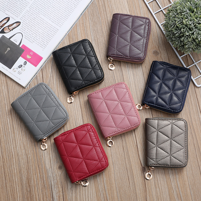 Korean Clutch Bag Mini Embroidered Geometric Rhombus Bag Card Bag Coin Purse display picture 28