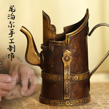批发尼泊尔铜制复古酥油壶家居装饰收藏加厚茶壶藏式手工特色茶具