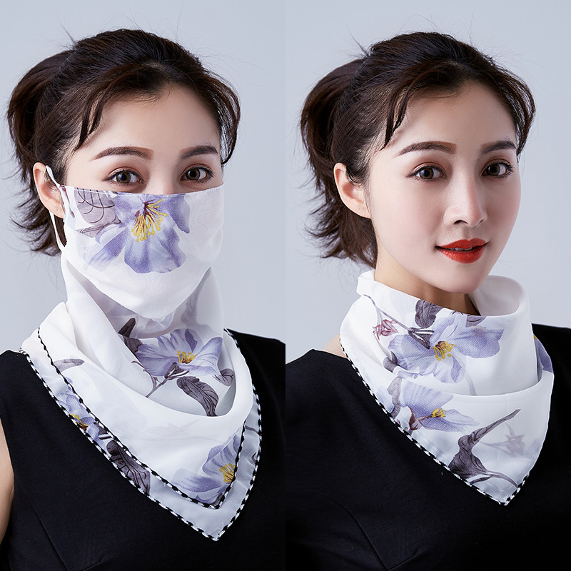 factory Direct selling summer Sunscreen Mask Collar Chiffon Silk scarf fashion Gauze sunshade dustproof Riding Mask