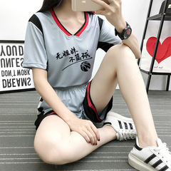 Custom-printed women's basketball uniform set with short-sleeve jerseys for female student teams, featuring Korean style, DIY number printing